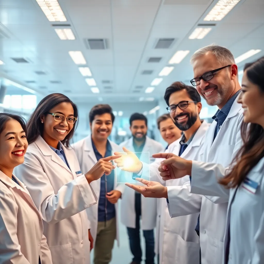 AI-generated stock photo of researchers in a laboratory